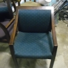 Wood Office Chairs with Green Fabric