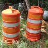 orange construction barrels